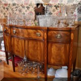 F04. Drexel Furniture Federal style inlaid mahogany sideboard. 40”h x 61”w x 23”d